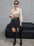 Buy SHEIN Modichic Solid Color Long-sleeved Shirt With Hollow Button Placket On The Front in Pakistan