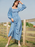 Buy SHEIN Mulvari Ditsy Floral Print Shirred Dress in Pakistan