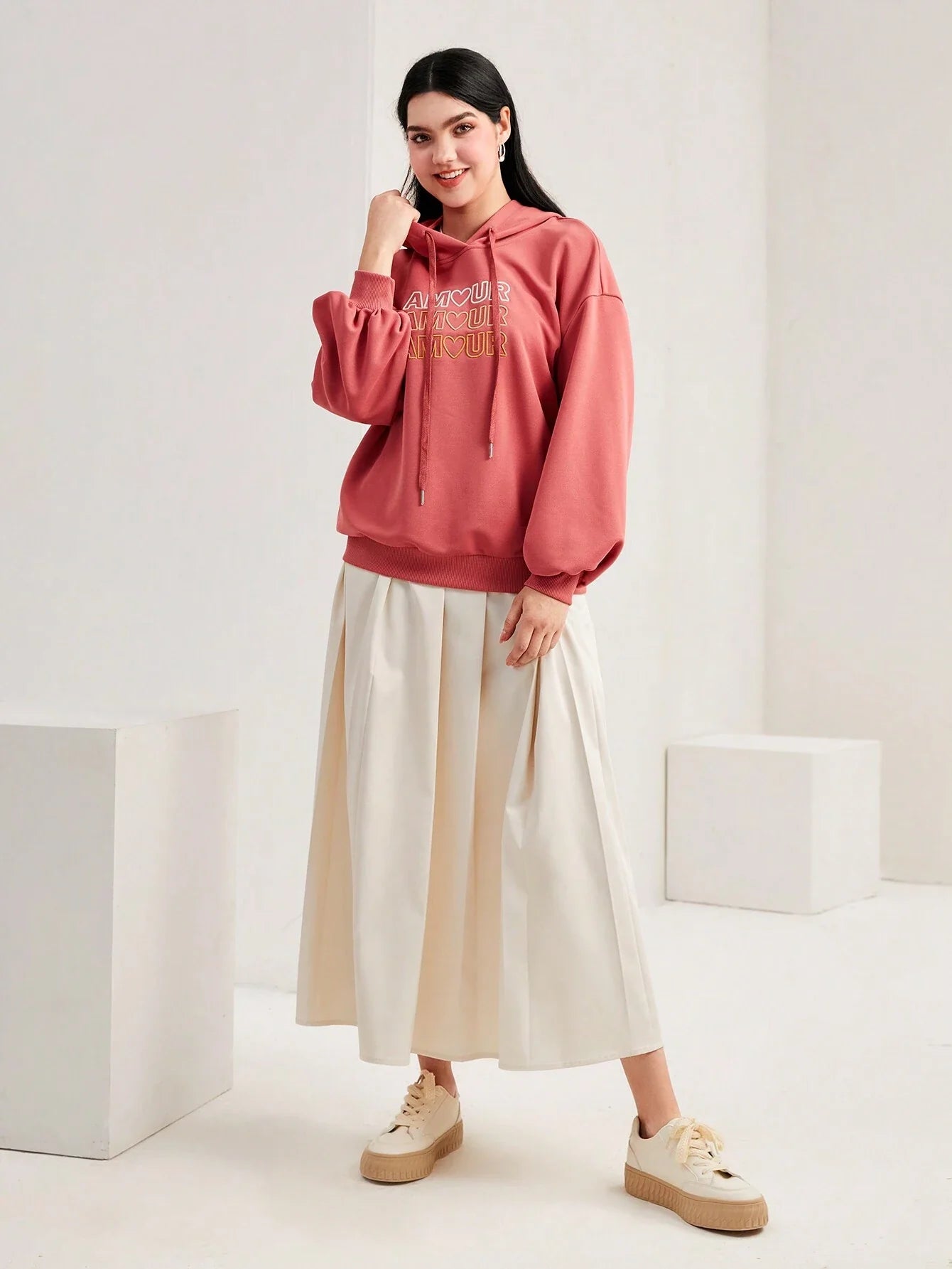 Buy SHEIN Mulvari Solid Pleated Skirt in Pakistan