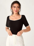 Buy SHEIN Mulvari Sweetheart Neck Ringer Tee in Pakistan