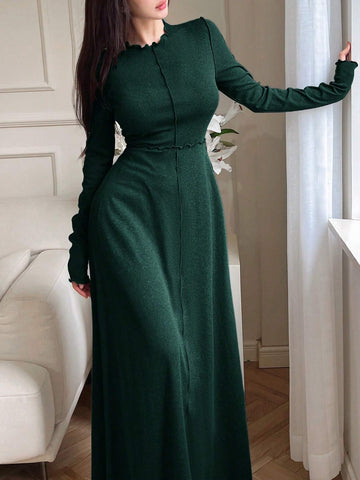 Buy SHEIN Mulvari Women Elegant Solid Color Long Dress, Autumn in Pakistan