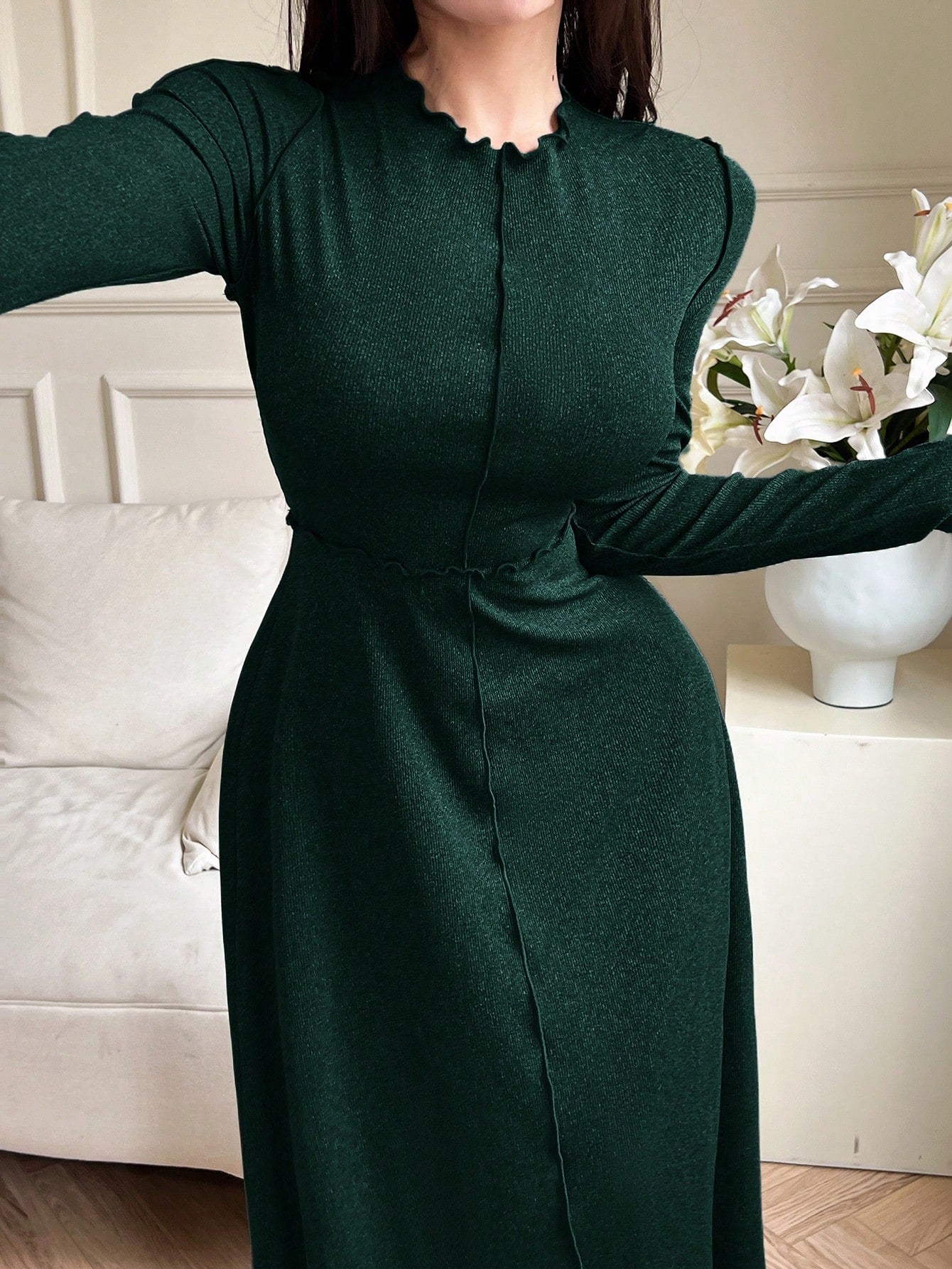 Buy SHEIN Mulvari Women Elegant Solid Color Long Dress, Autumn in Pakistan