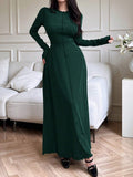 Buy SHEIN Mulvari Women Elegant Solid Color Long Dress, Autumn in Pakistan