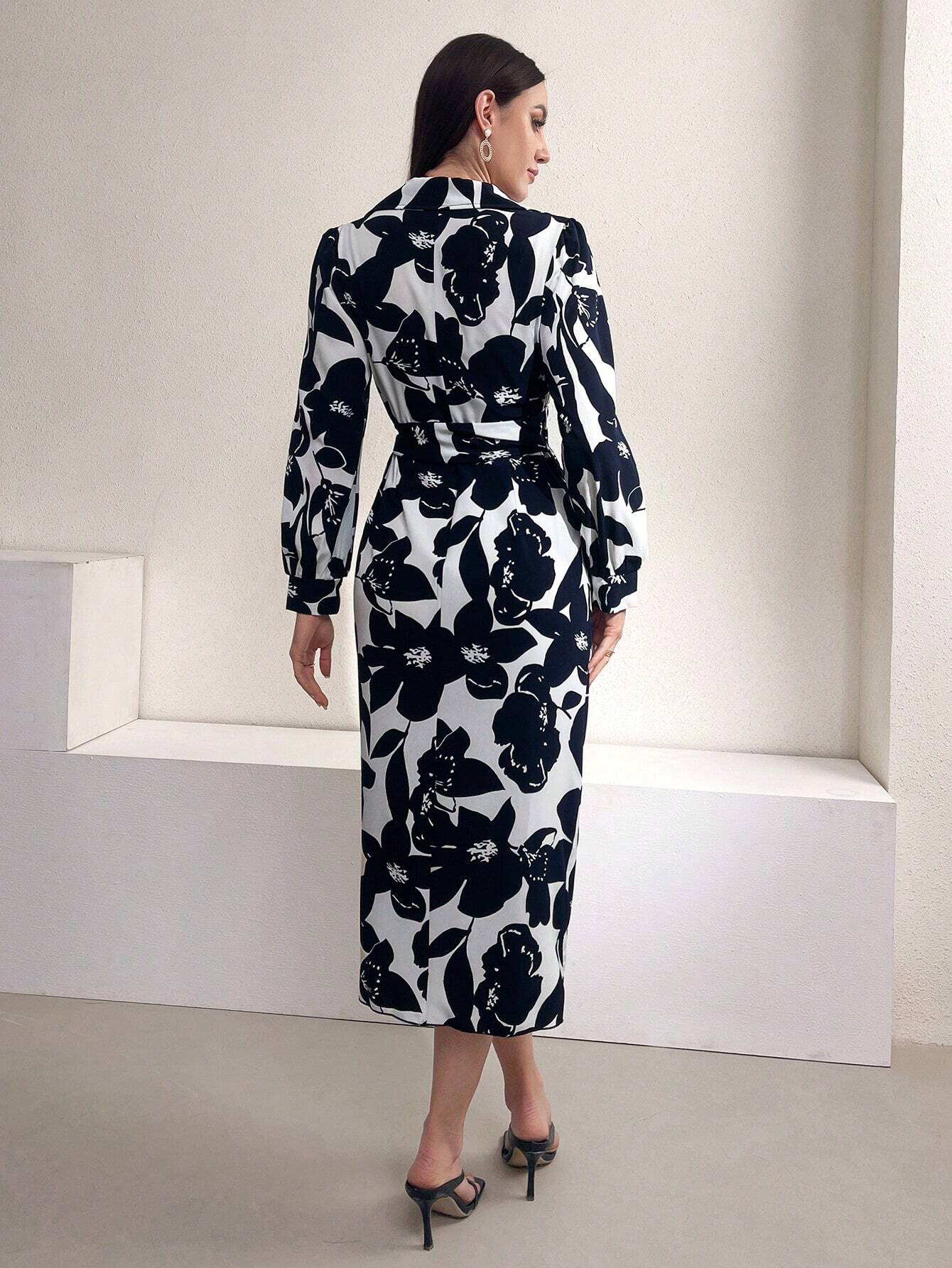 Buy SHEIN Mulvari Women's Floral Print Lantern Sleeve Dress in Pakistan