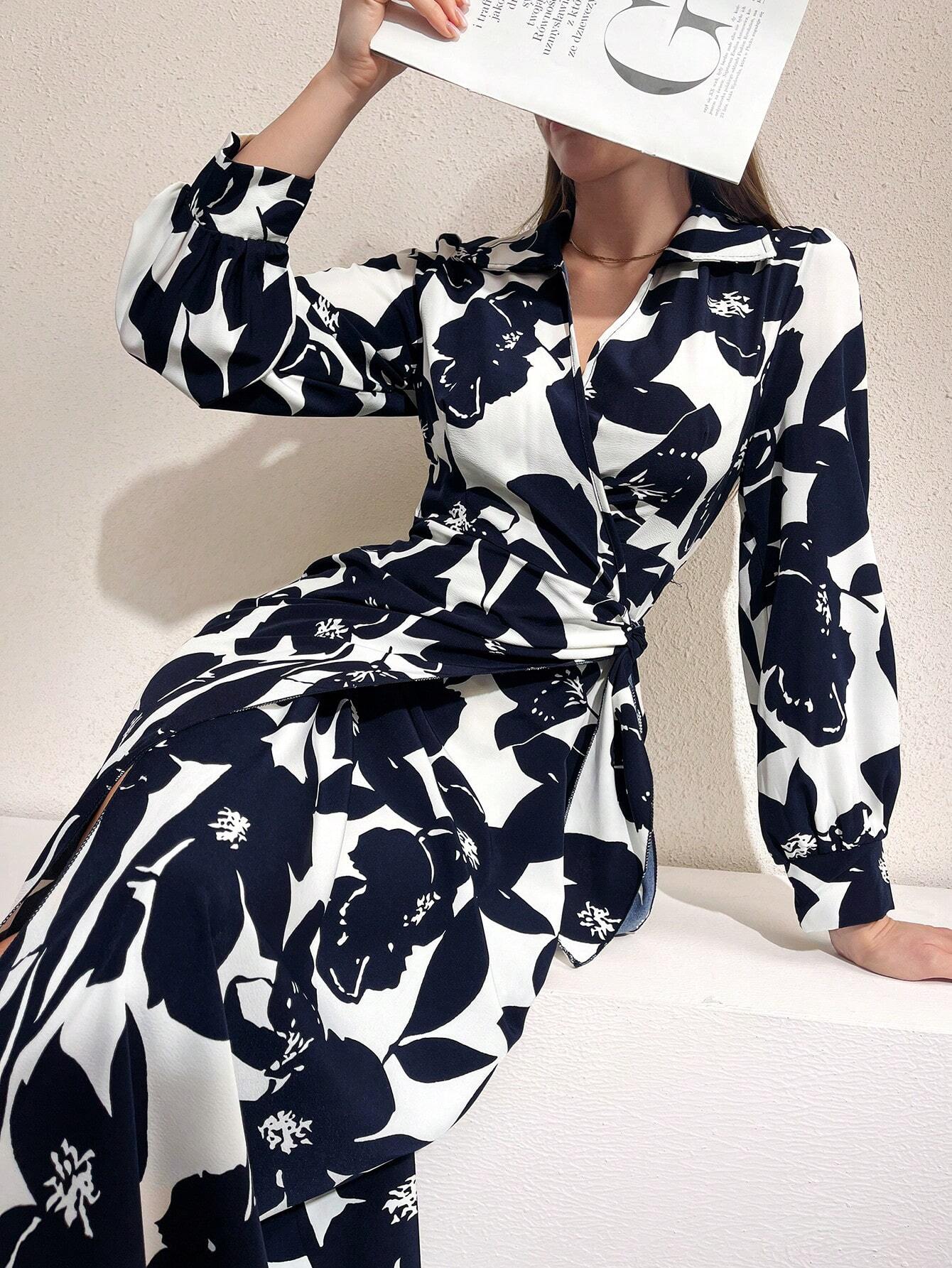 Buy SHEIN Mulvari Women's Floral Print Lantern Sleeve Dress in Pakistan