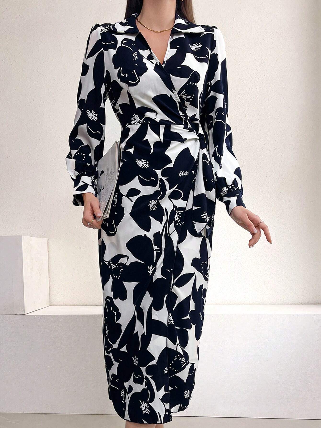 Buy SHEIN Mulvari Women's Floral Print Lantern Sleeve Dress in Pakistan