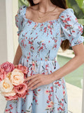 Buy SHEIN Mulvari Women's Floral Print Short Sleeve Vacation Style Dress in Pakistan