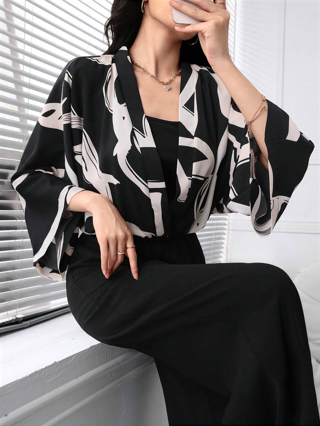 Buy SHEIN Mulvari Women's Random Print Top, Solid Color Camisole, And Jumpsuit 3-Piece Set in Pakistan