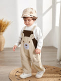 Buy SHEIN Newborn Baby Boy Cartoon Bear Embroidered Contrast Color Bib & Pants Romper in Pakistan