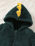 Buy SHEIN Newborn Baby Boys Autumn Winter Hooded Horn Shaped Zipper Front Long Sleeve Fleece Romper in Pakistan