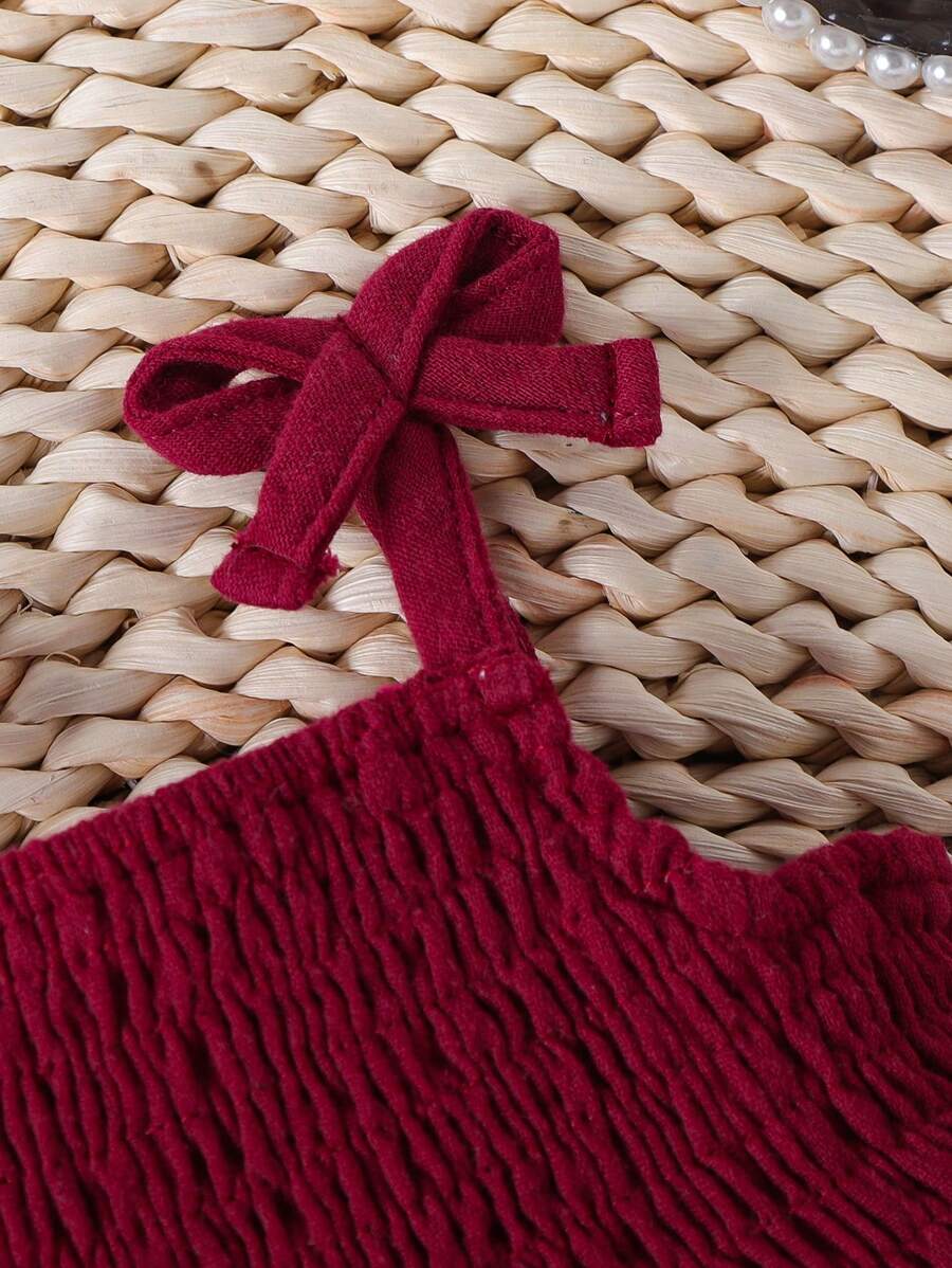 Buy SHEIN Newborn Baby Girl Shirred Ruffled Hem Cami Top And Shorts Set in Pakistan