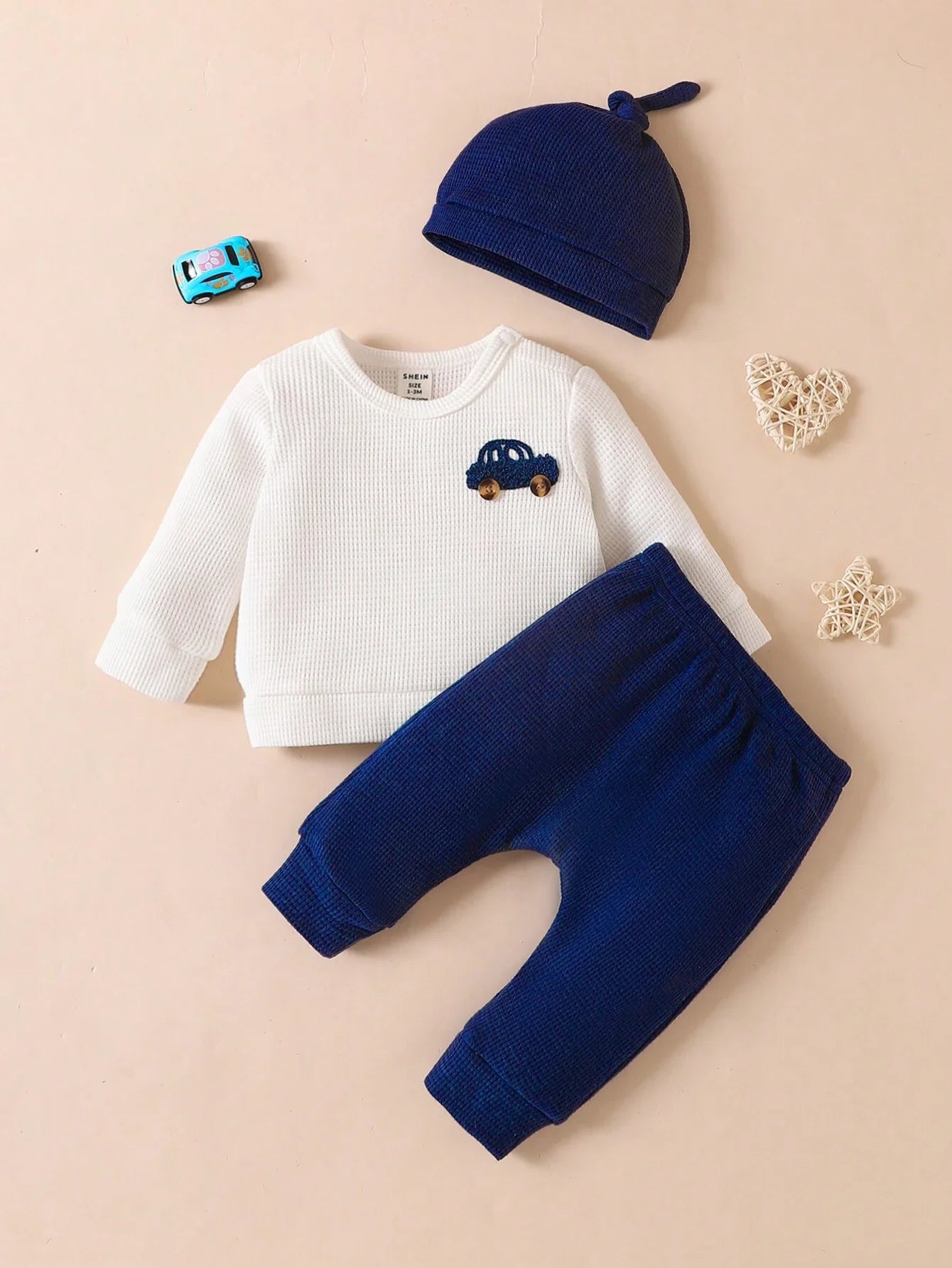 Buy SHEIN Newborn Baby Simple Casual Cartoon Print Long Sleeve Outfit Set in Pakistan