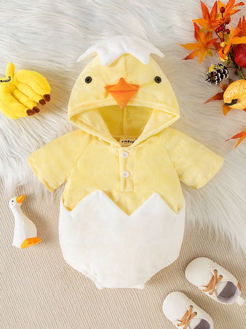 Buy SHEIN Persoplay Kids New Arrival 2024 Comfortable And Cute Baby Boys' Chick Shaped Hooded Bodysuit in Pakistan
