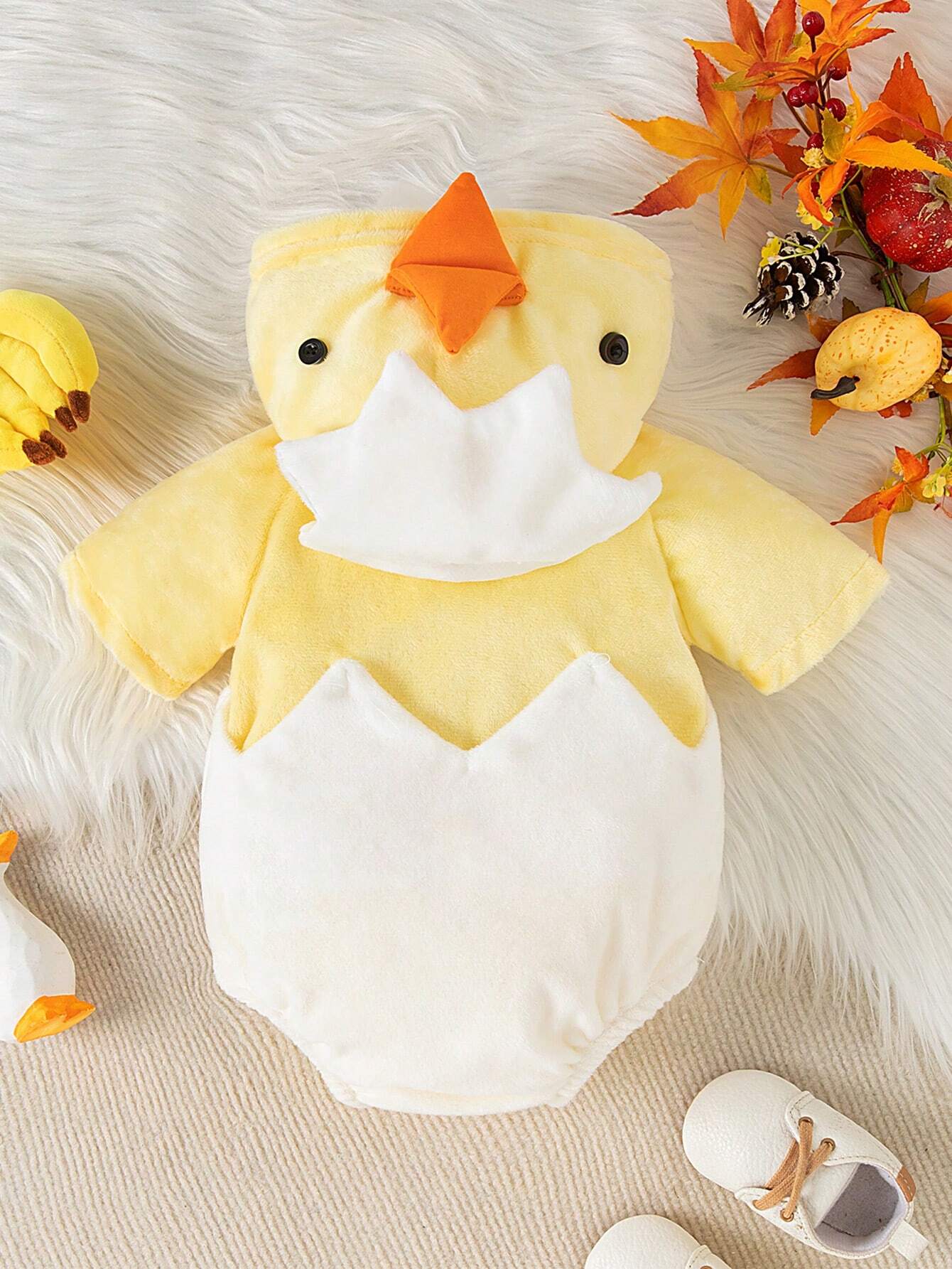 Buy SHEIN Persoplay Kids New Arrival 2024 Comfortable And Cute Baby Boys' Chick Shaped Hooded Bodysuit in Pakistan