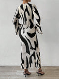 Buy SHEIN Privé Allover Print Flounce Sleeve Mermaid Hem Dress in Pakistan