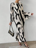 Buy SHEIN Privé Allover Print Flounce Sleeve Mermaid Hem Dress in Pakistan
