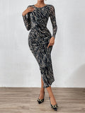 Buy SHEIN Priv̩ Allover Print Ruched Side Bodycon Dress in Pakistan