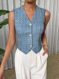 Buy SHEIN Privé Solid Button Front Waistcoat in Pakistan