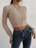 Buy SHEIN Priv̩ Cable Knit Crop Sweater in Pakistan