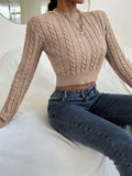 Buy SHEIN Priv̩ Cable Knit Crop Sweater in Pakistan