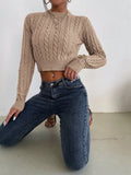 Buy SHEIN Priv̩ Cable Knit Crop Sweater in Pakistan