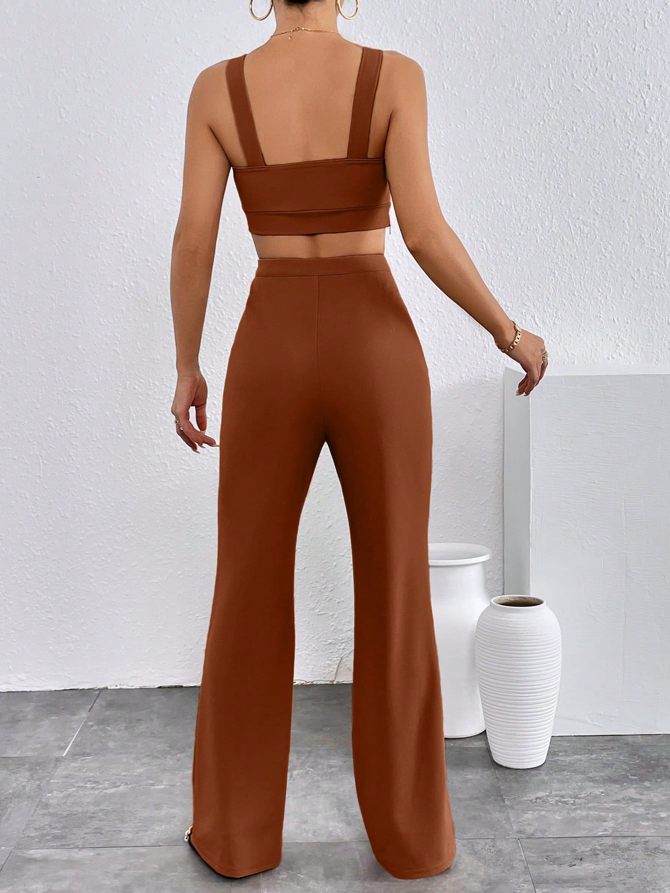Buy SHEIN Chain Detail Cami Top & Flare Leg Pants in Pakistan
