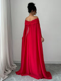 Buy SHEIN Privé Christmas Red Elegant Sexy Off Shoulder Cinched Waist Mermaid Dress in Pakistan
