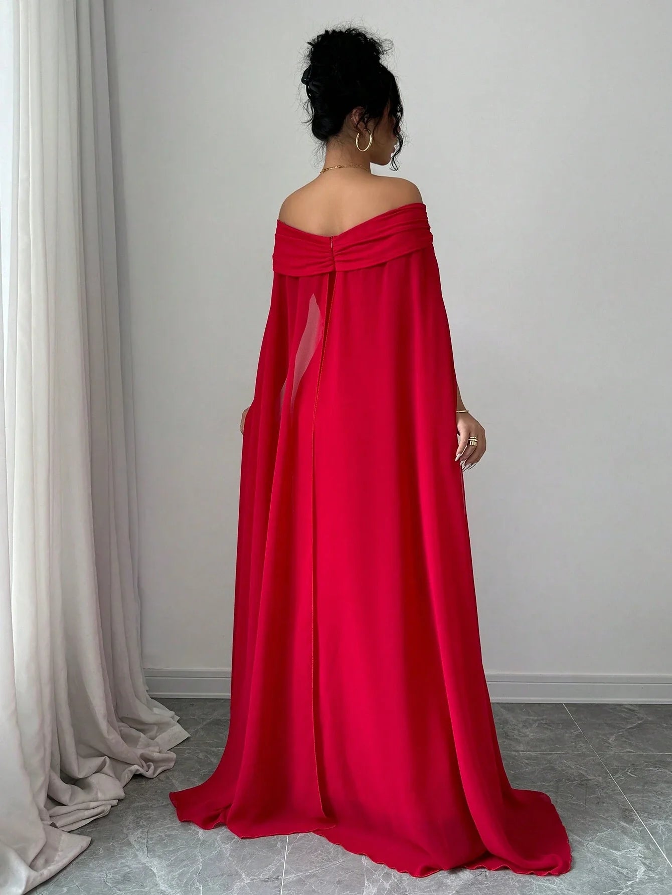 Buy SHEIN Privé Christmas Red Elegant Sexy Off Shoulder Cinched Waist Mermaid Dress in Pakistan