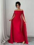 Buy SHEIN Privé Christmas Red Elegant Sexy Off Shoulder Cinched Waist Mermaid Dress in Pakistan