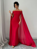 Buy SHEIN Privé Christmas Red Elegant Sexy Off Shoulder Cinched Waist Mermaid Dress in Pakistan
