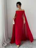 Buy SHEIN Privé Christmas Red Elegant Sexy Off Shoulder Cinched Waist Mermaid Dress in Pakistan
