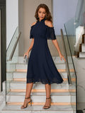 Buy SHEIN Priv̩ Cold Shoulder Frill Trim Chiffon Dress in Pakistan