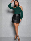 Buy SHEIN Priv̩ Cold Shoulder Rib-knit Tee in Pakistan