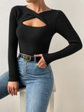 Buy SHEIN Privé Cut Out Twist Front Sweater in Pakistan