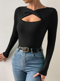 Buy SHEIN Privé Cut Out Twist Front Sweater in Pakistan