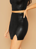 Buy SHEIN Privé Faux Crocodile Leather Mini Skirt in Pakistan