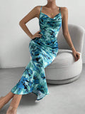 Buy SHEIN Priv̩ Floral Print Draped Collar Cami Dress in Pakistan