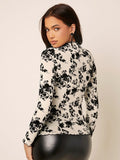 Buy SHEIN Privé Floral Print Mock Neck Mesh Top in Pakistan