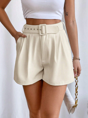 Buy SHEIN Privé High-Waisted Shorts With Diagonal Pockets in Pakistan