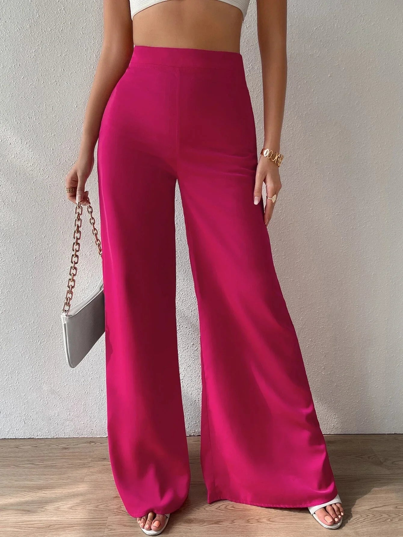Buy SHEIN Priv̩ High Waist Wide Leg Pants in Pakistan
