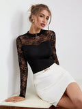 Buy SHEIN Priv̩ Lace Trim Slim Fit T-shirt in Pakistan