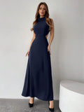Buy SHEIN Privé Ladies' Solid Color Halter Neck Hollow Out Fashionable Dress in Pakistan