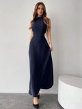 Buy SHEIN Privé Ladies' Solid Color Halter Neck Hollow Out Fashionable Dress in Pakistan