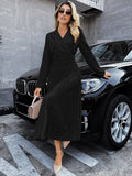 Buy SHEIN Priv̩ Lapel Neck Pleated Hem Dress in Pakistan