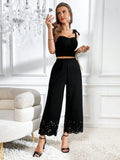 Buy SHEIN Privé Laser Cut Out Wide Leg Pants in Pakistan