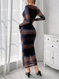 Buy SHEIN Priv̩ Mesh Gradient Print Pleated Bodycon Dress in Pakistan