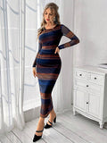 Buy SHEIN Priv̩ Mesh Gradient Print Pleated Bodycon Dress in Pakistan