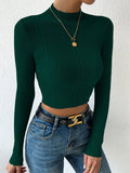 Buy SHEIN Priv̩ Mock Neck Cable Knit Crop Sweater in Pakistan