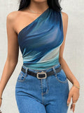 Buy SHEIN Privé One Shoulder Tie-Dye Slim Fit Bodysuit in Pakistan