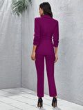 Buy SHEIN Privé Peak Collar Buckle Belted Blazer and Split Hem Pants Set in Pakistan